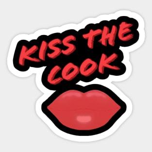 Kiss The Cook Red Lips (Black Background) Sticker